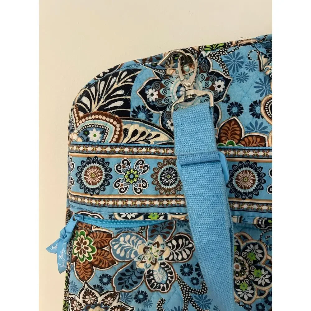 Vera Bradley Retired Bali Blue Brown Paisley Floral Hanging Quilted Garment Bag